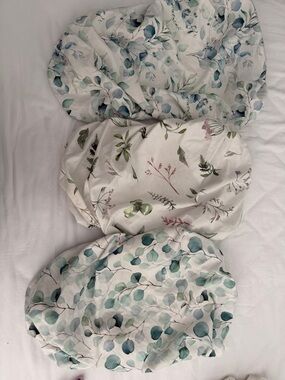 Floral Eucalyptus Cotton Duvet Cover Set - Green & White 0-6 months